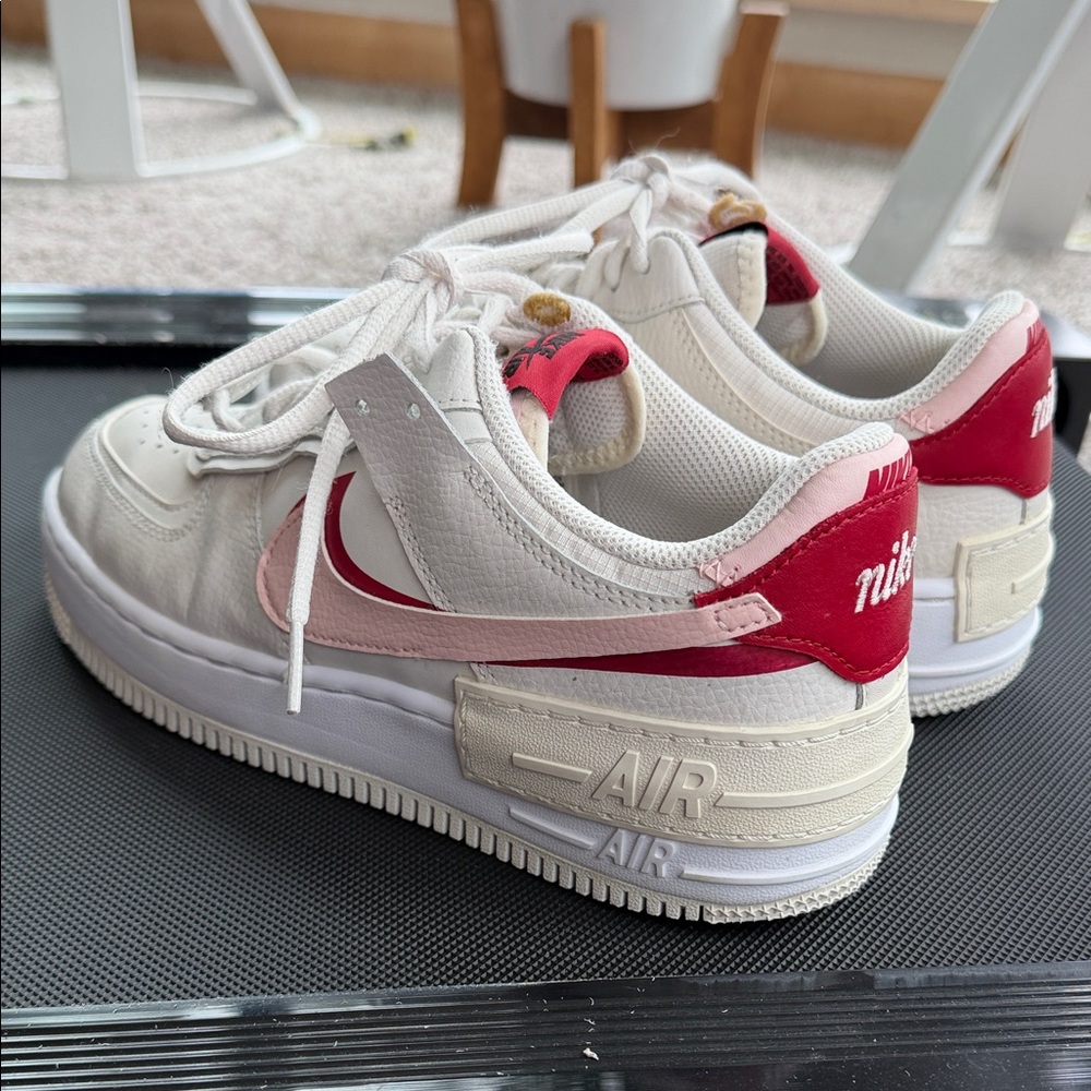 Nike AF1 Shadow Sneakers in White, Pink and Red